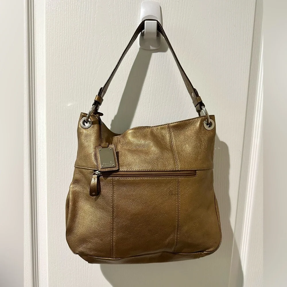 Tignanello Bronze Leather Hobo Handbag Purse